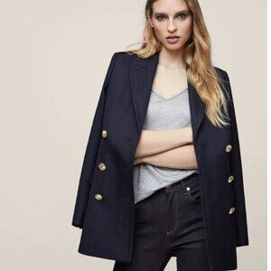 Reiss Double-Breasted Wool Navy Jacket